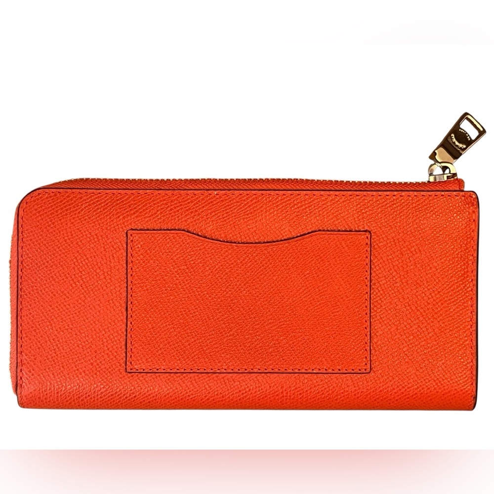 Coach Long Zippered Wallet, salmon red/orange, silver hardware - Picture 5 of 9
